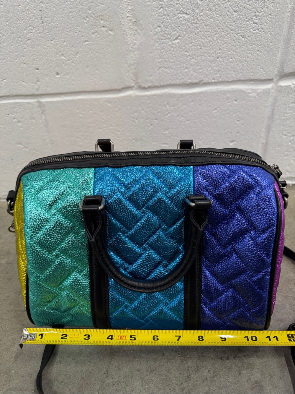 Kurt Geiger Metallic Quilted Satchel in Pink, Rose, Orange - Picture 4 of 14